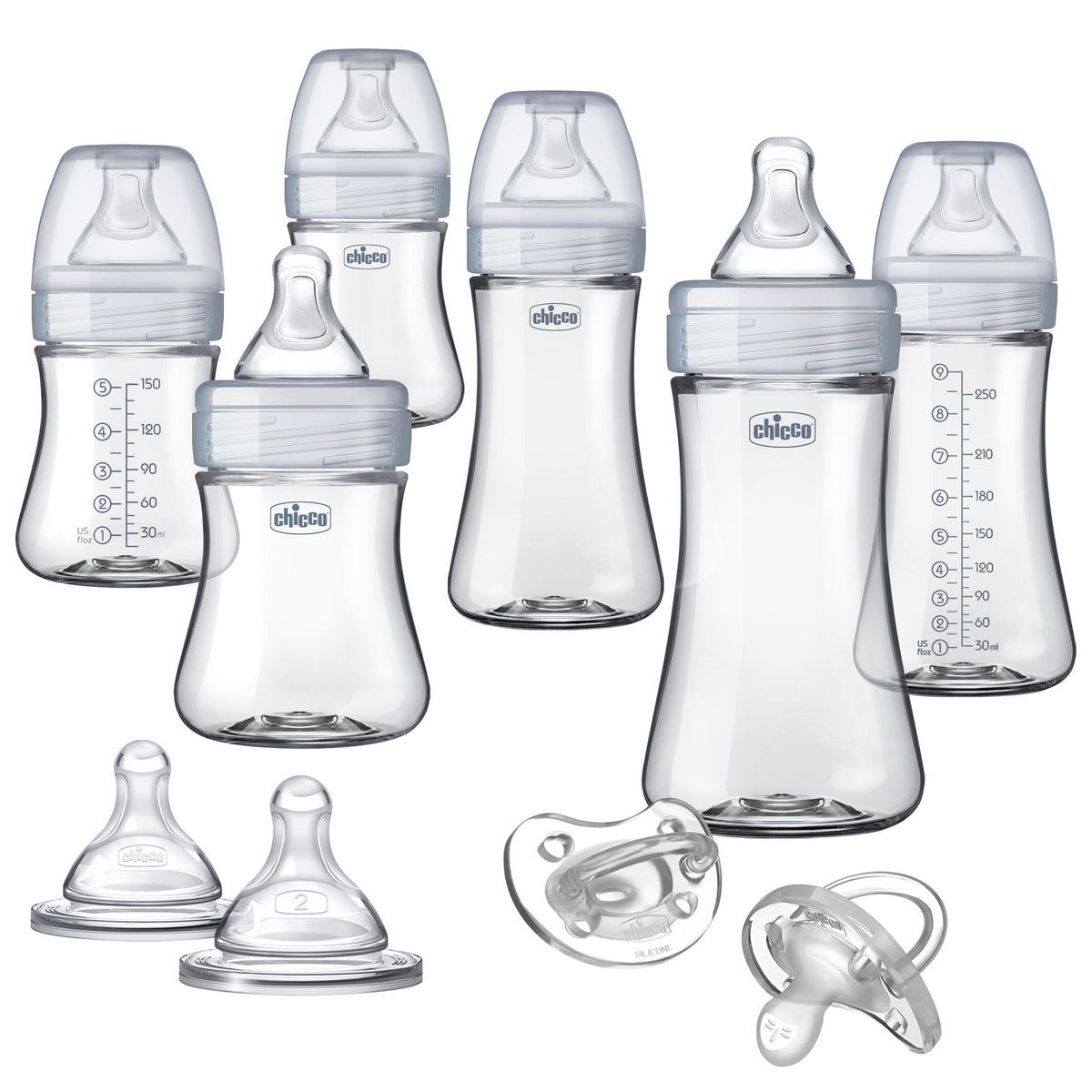 Duo Deluxe Hybrid Baby Bottle Gift Set Clear/Gray