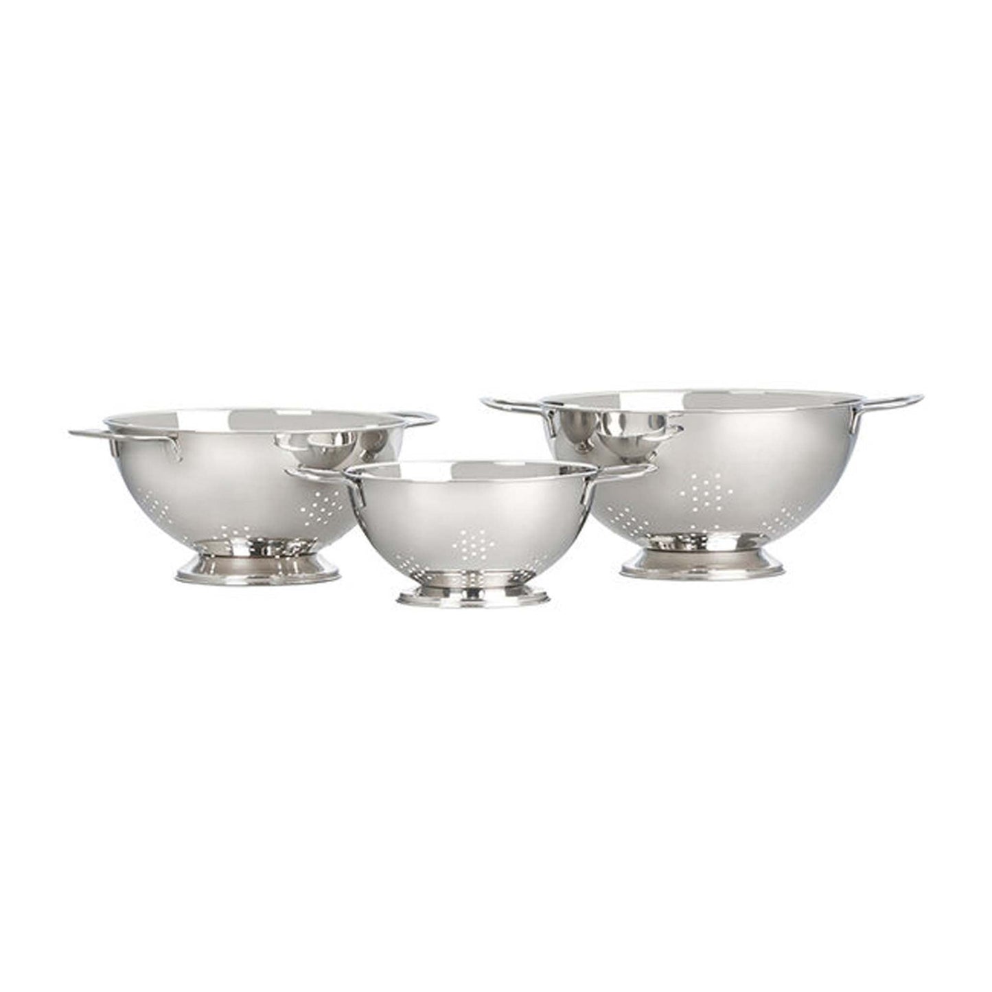 3PC STAINLESS STEEL STACKABLE COLANDER SET