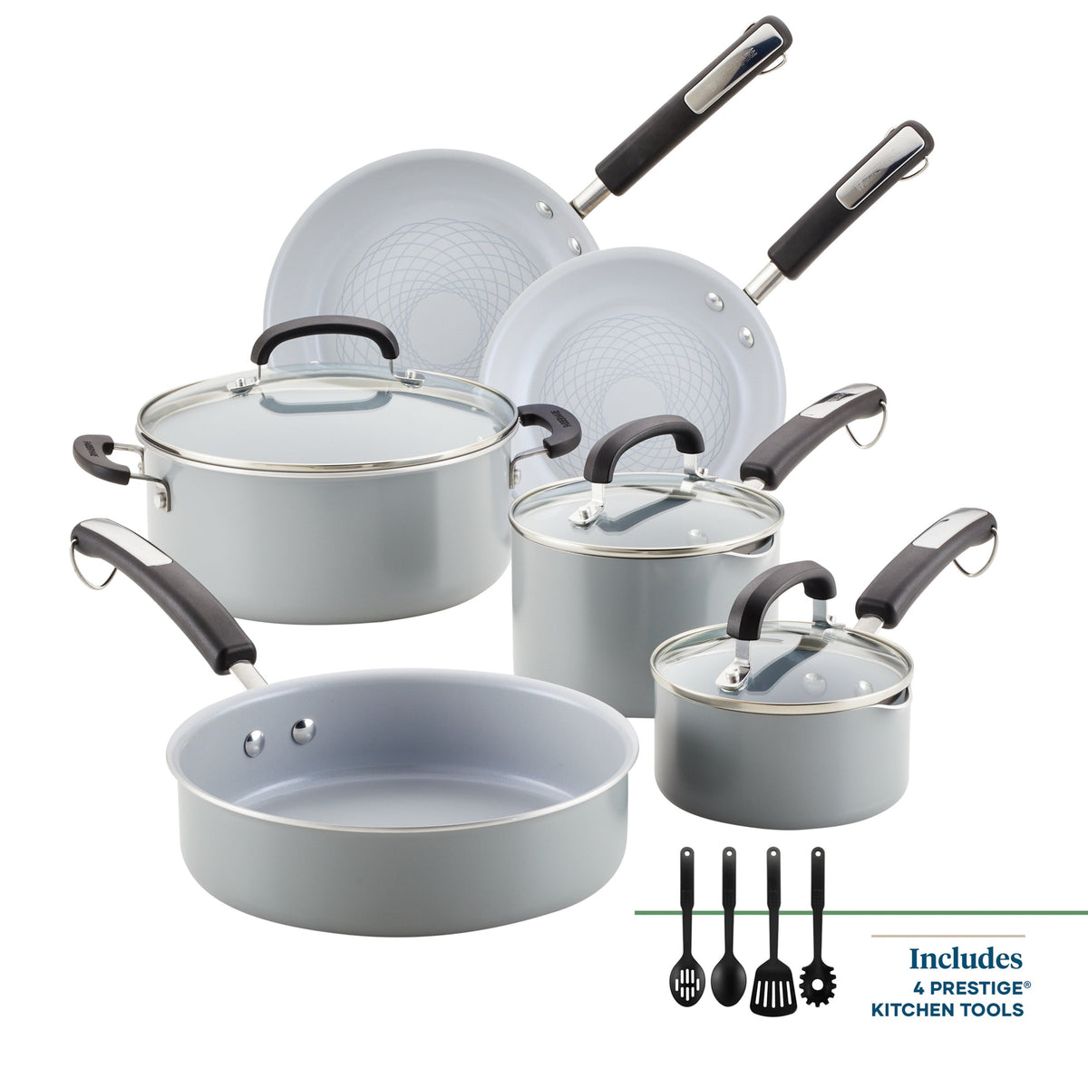 13pc Eco Advantage Healthy Ceramic Nonstick Cookware Set Gray