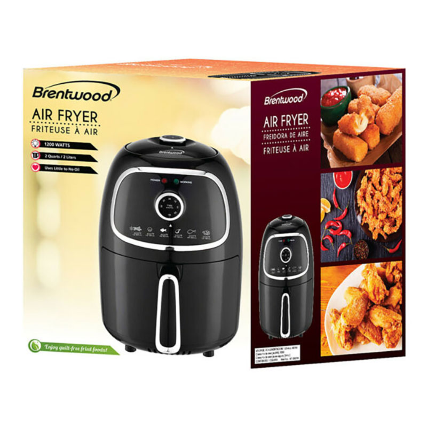 2 - QUART ELECTRIC AIR FRYER WITH TIMER AND TEMP CONTROL - (BLACK)