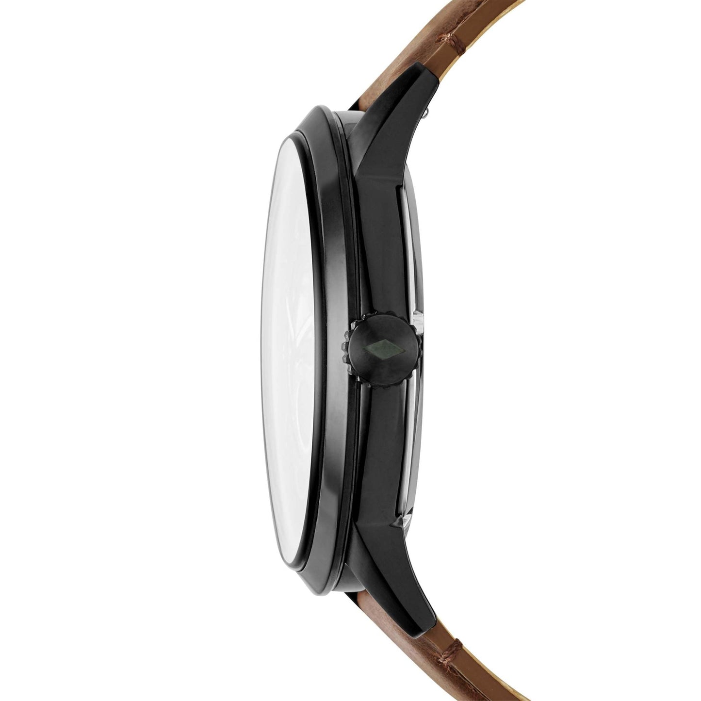 MEN'S TOWNSMAN LARGE AUTOMATIC BROWN LEATHER STRAP WATCH, BROWN DIAL
