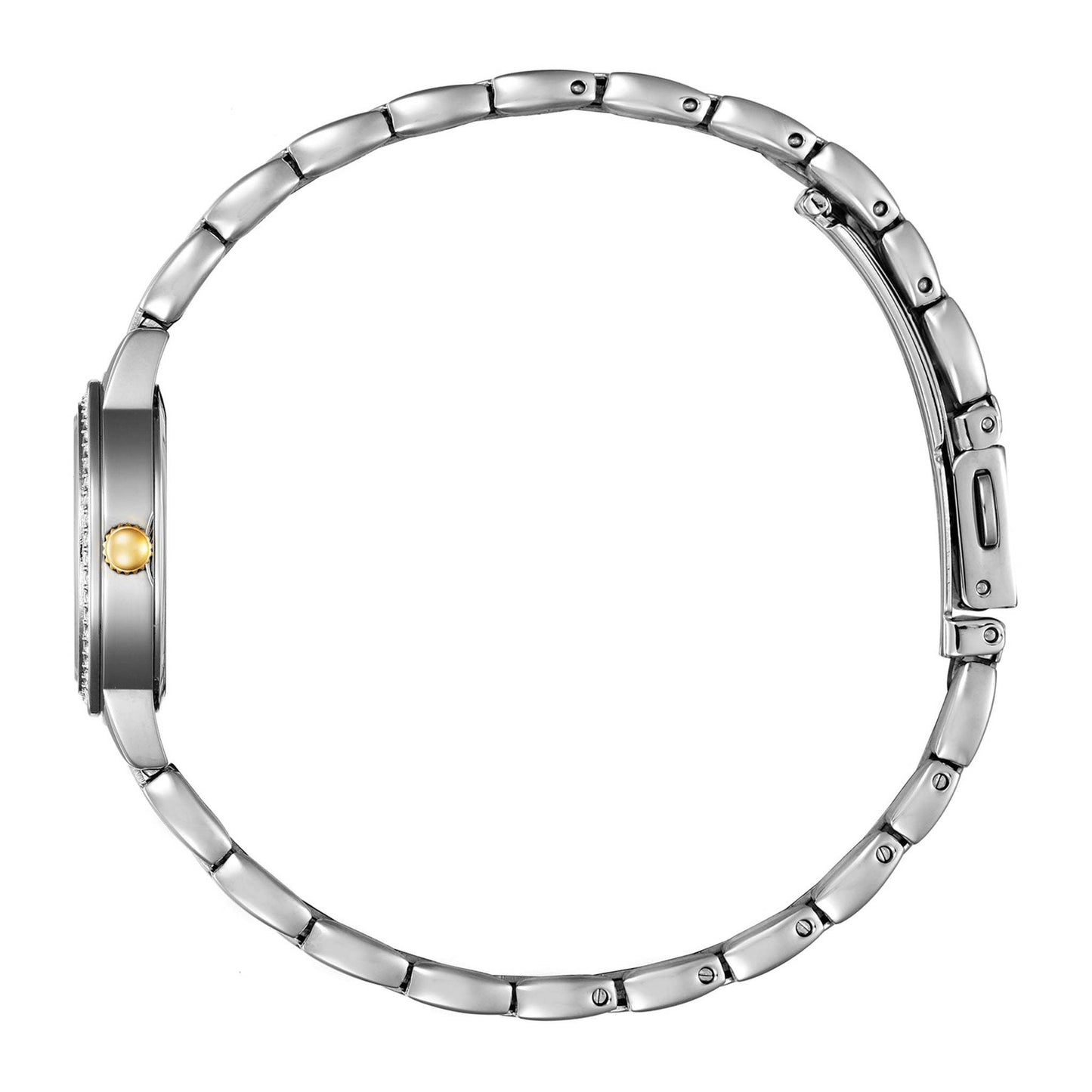 LADIES QUARTZ TWO-TONE CRYSTAL WATCH MOTHER-OF-PEARL DIAL