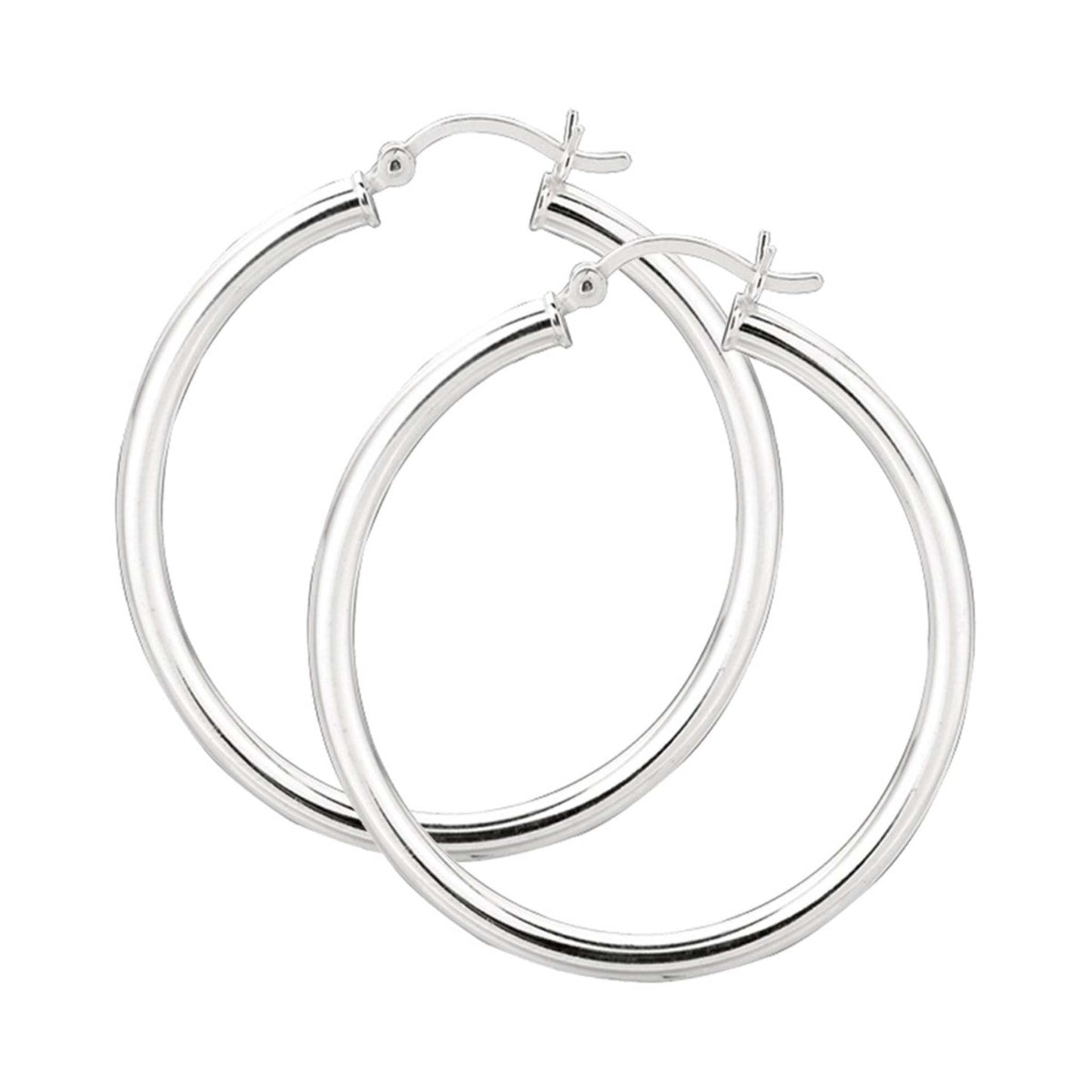 STERLING SILVER 3X30MM HOOP EARRINGS