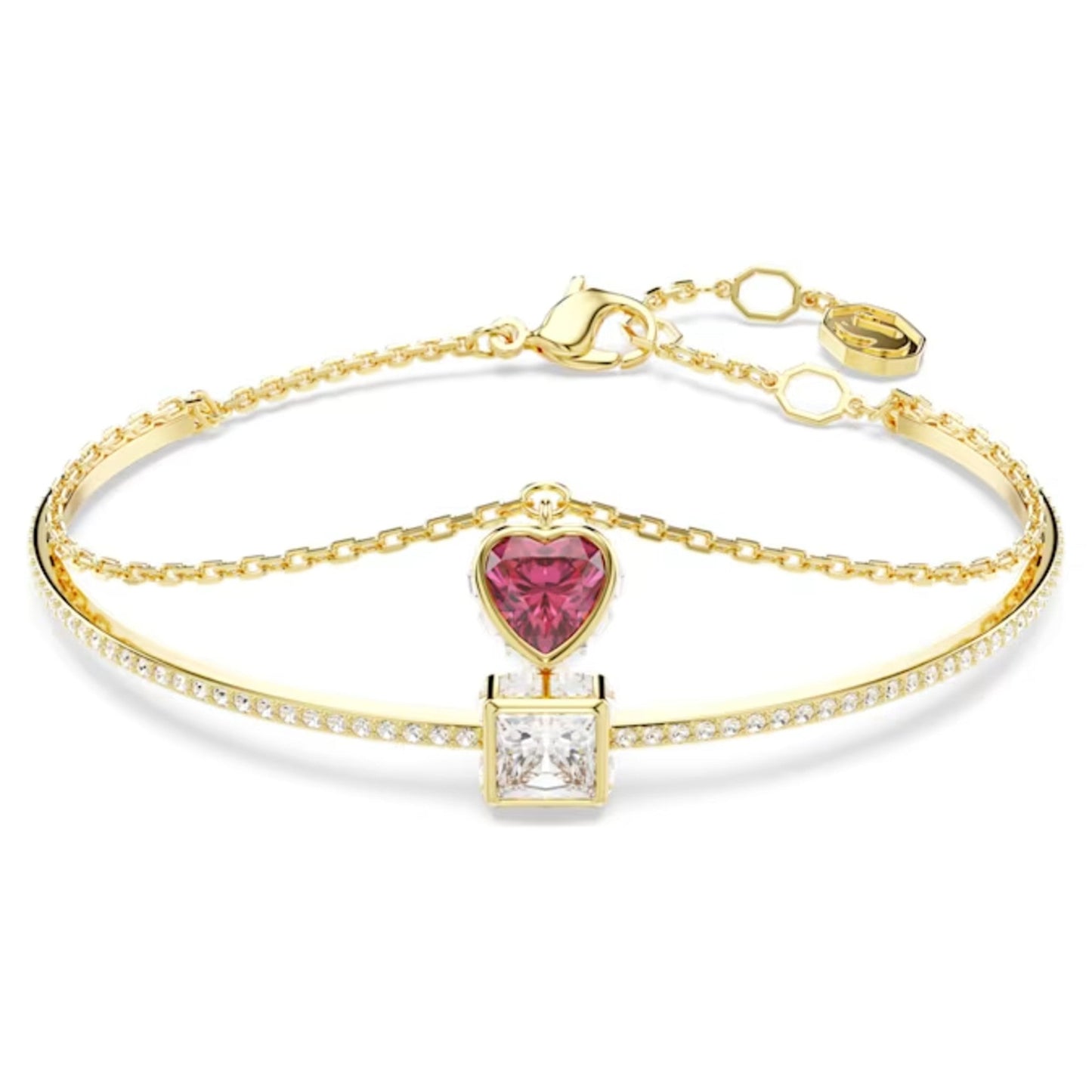 SWAROVSKI CHROMA BANGLE HEART, RED, GOLD-TONE PLATED