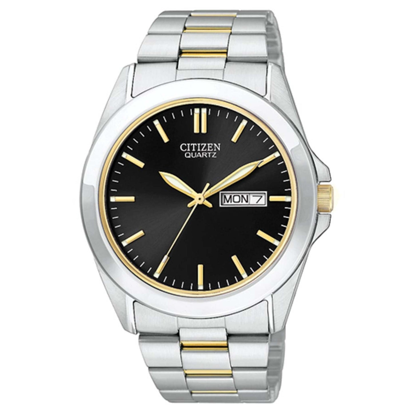 MENS TWO TONE STAINLESS STEEL WATCH WITH DIAL