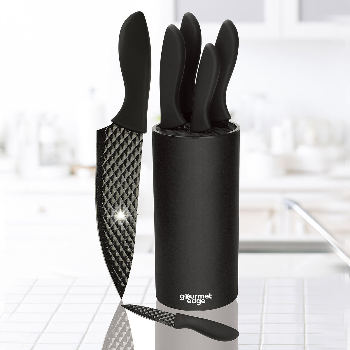 7pc Diamond Nonstick Blade Cutlery Set w/ Universal Block