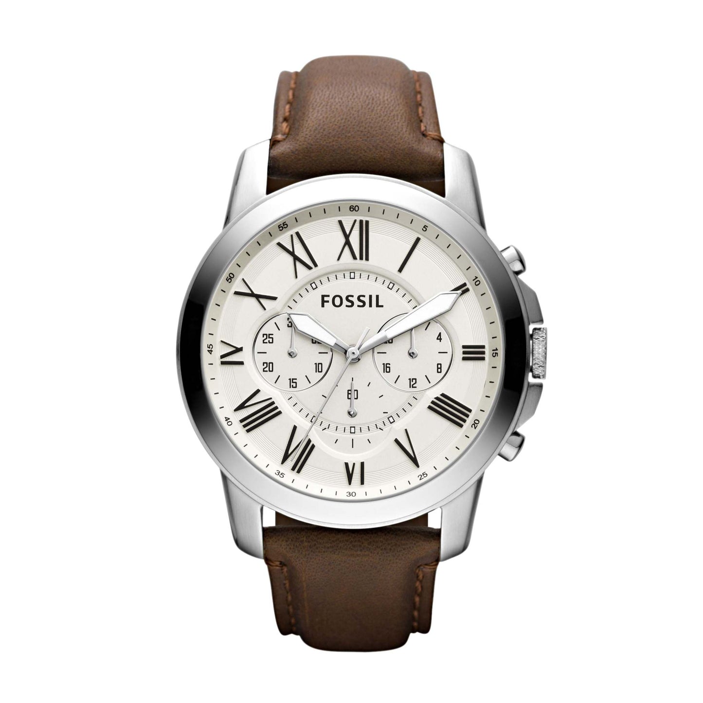 MENS GRANT LEATHER STRAP WATCH EGG SHELL DIAL