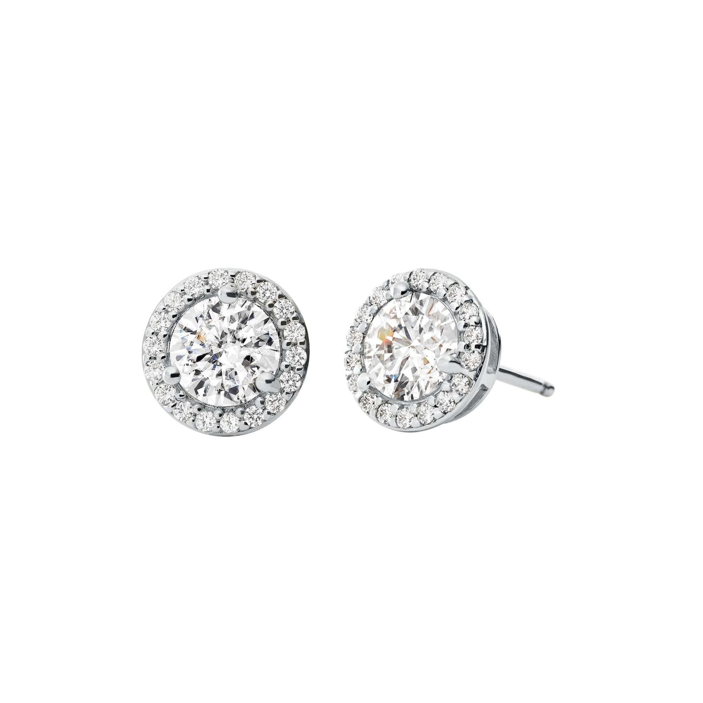 STERLING PAVE ROUND STUD EARRINGS