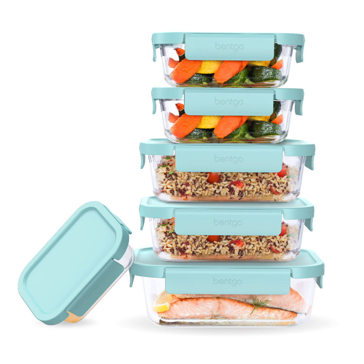 12pc Glass Leakproof Food Storage Set, Soft Aqua