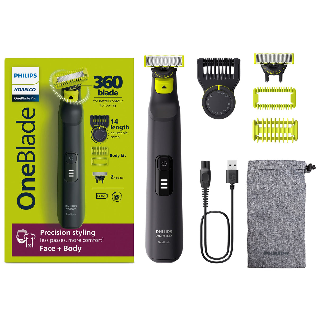 Norelco OneBlade360 Pro Face & Body Hybrid Electric Trimmer