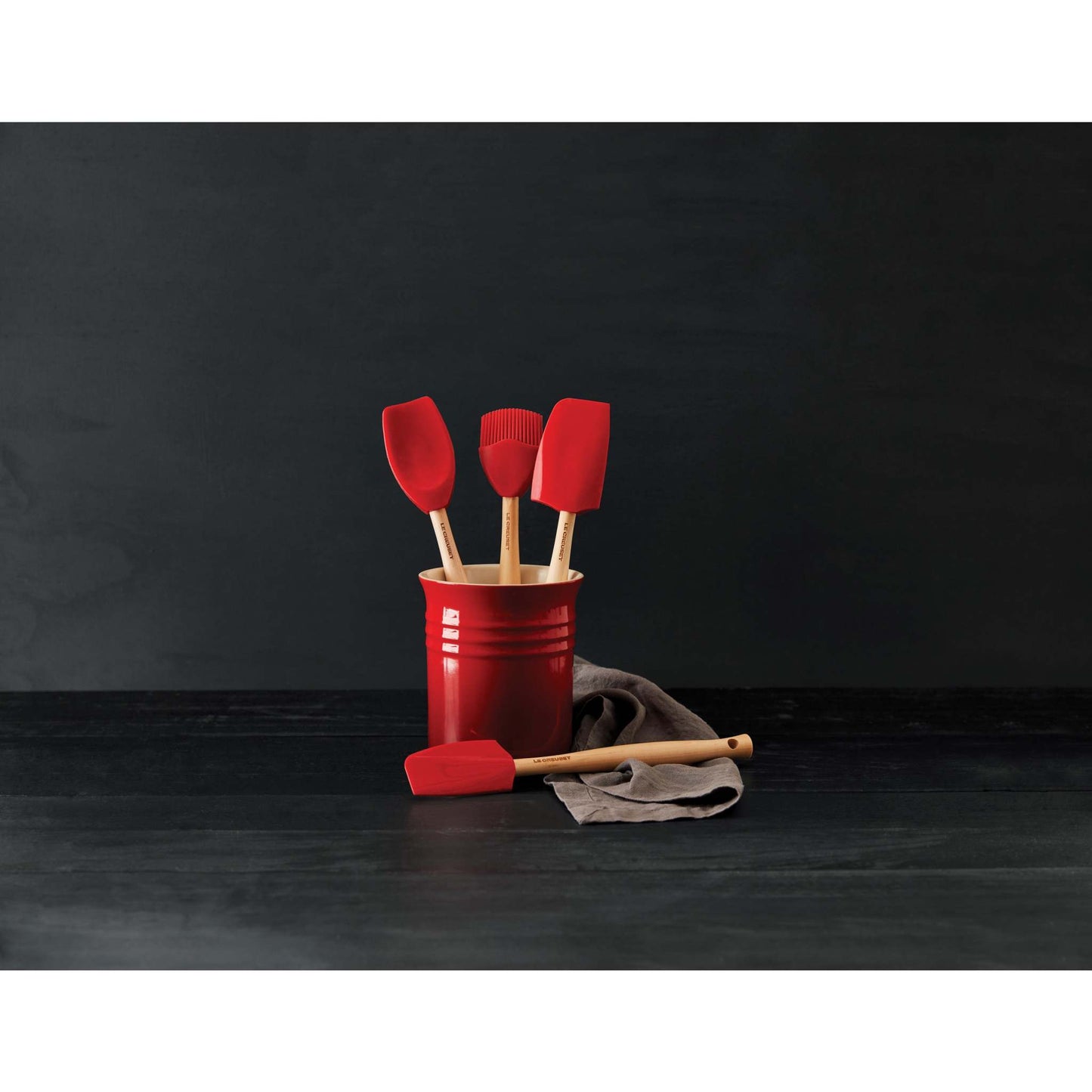 5PC CRAFT SERIES SILICONE UTENSIL SET W/ CROCK CERISE