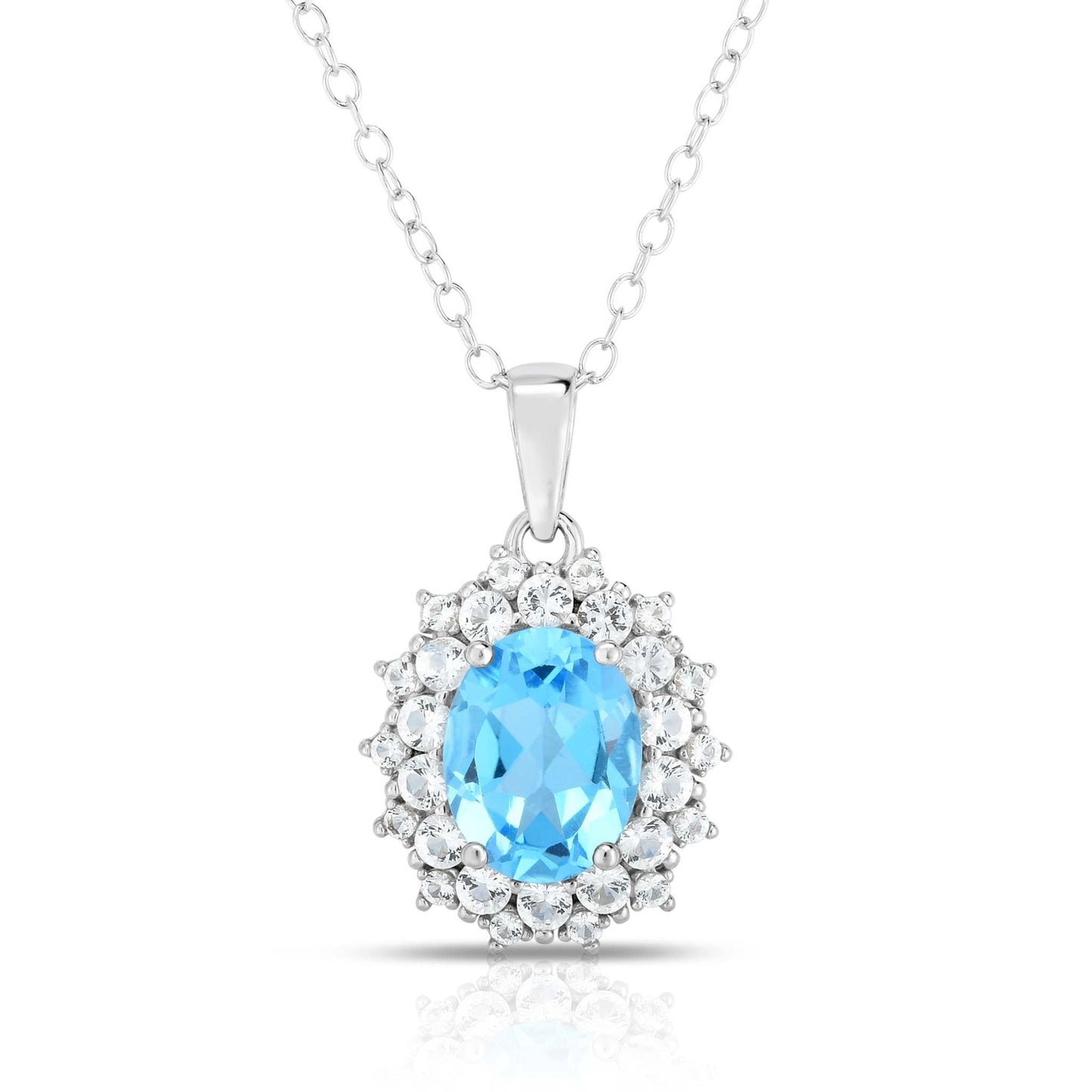 BLUE & WHITE TOPAZ PENDANT NECKLACE