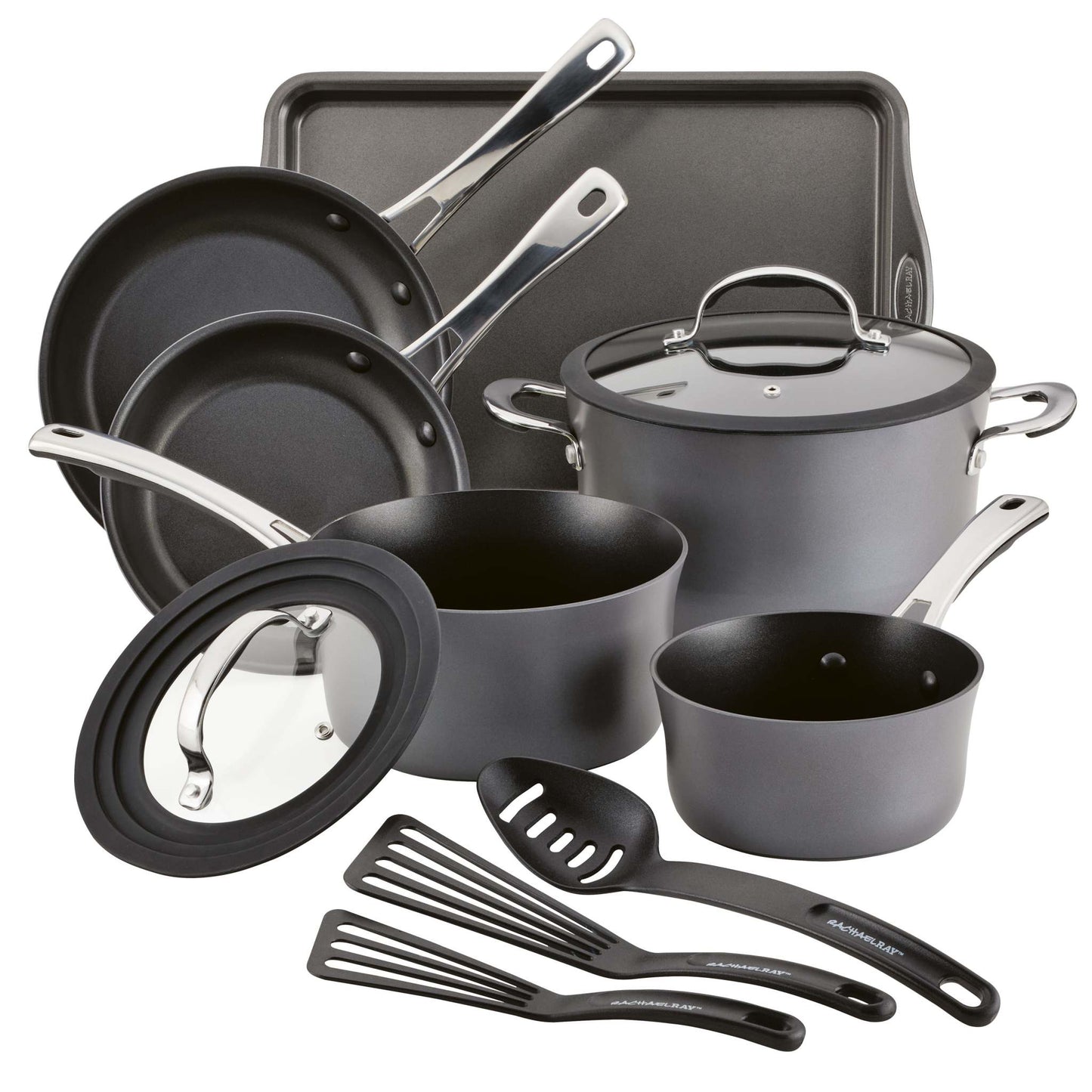 COOK + CREATE 11PC HARD ANODIZED NONSTICK COOKWARE SET