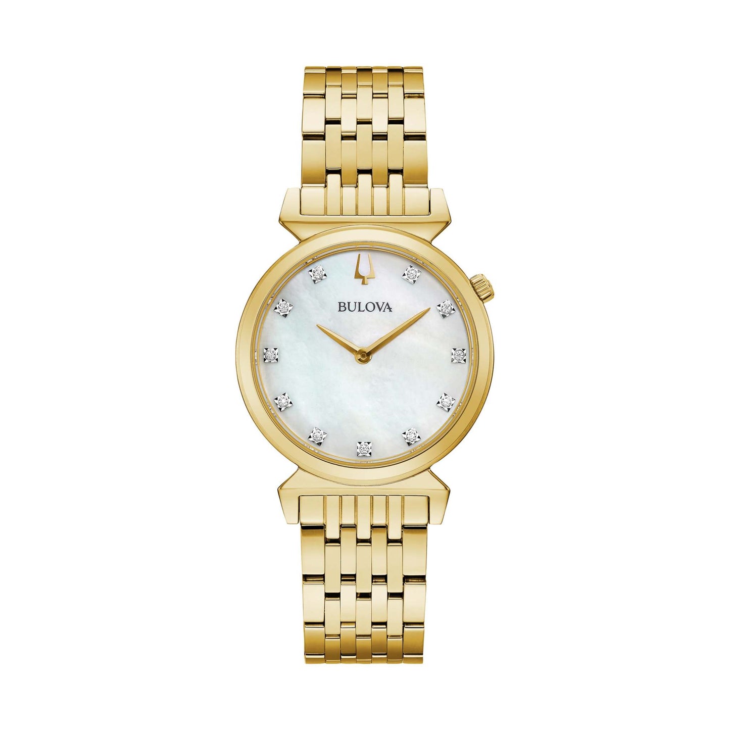 LADIES' REGATTA DIAMOND STAINLESS STEEL WATCH, MOP DIAL