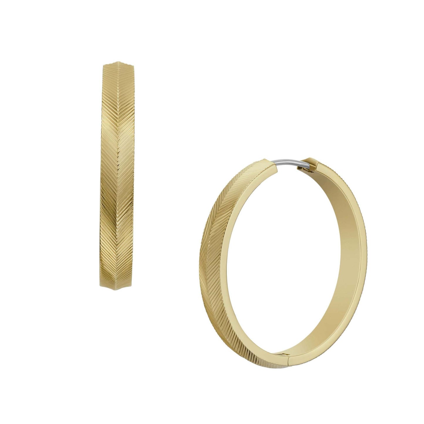 HARLOW LINEAR TEXTURE STAINLESS STEEL HOOP EARRINGS
