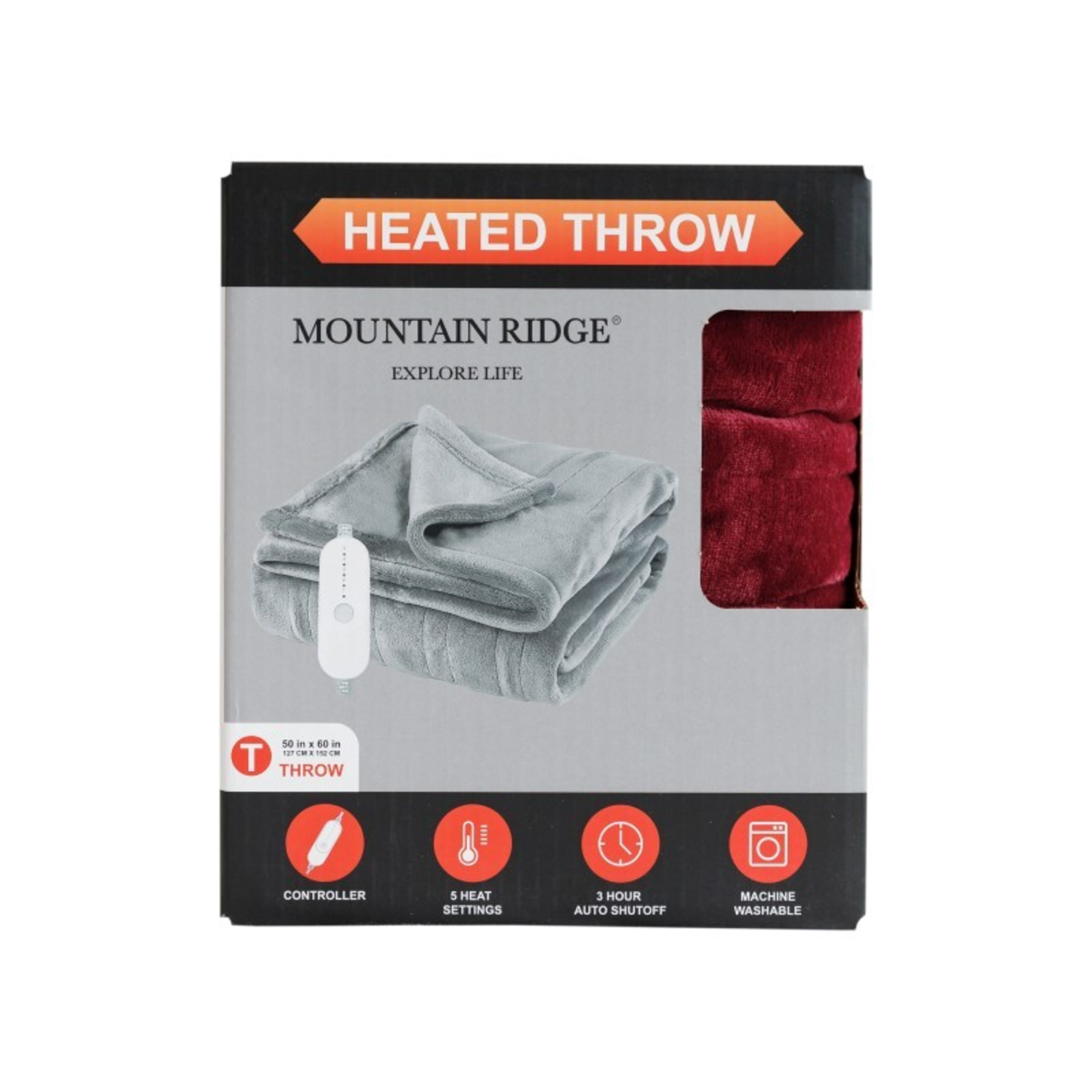 HEATED RED 50X60 MICROPLUSH THROW