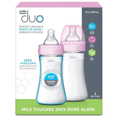 Duo 9oz Hybrid Baby Bottle - 2-Pack, Pink