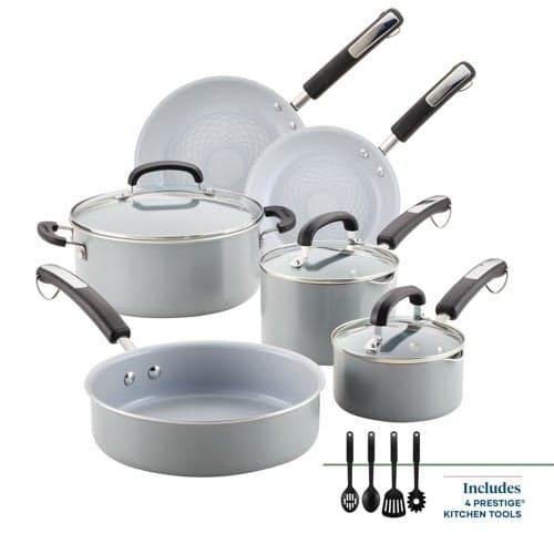 13pc Eco Advantage Healthy Ceramic Nonstick Cookware Set Gray