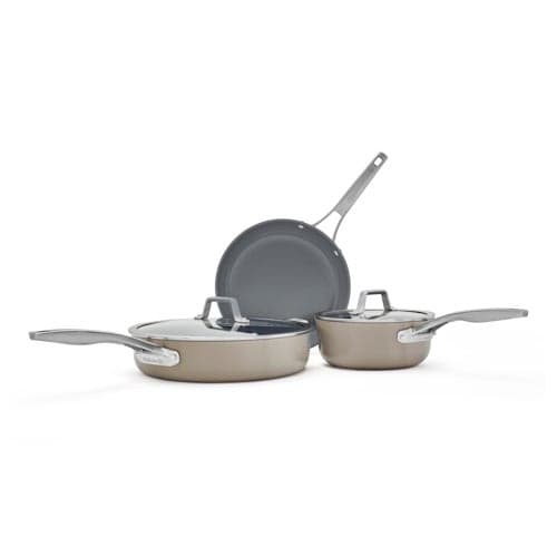 Premier Ceramic Nonstick 5pc Cookware Set Mushroom
