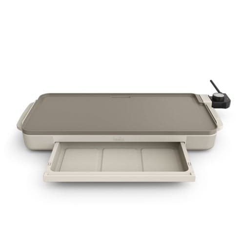 10" x 18" Ceramic Electirc Griddle w/ Warming Tray Oatmilk