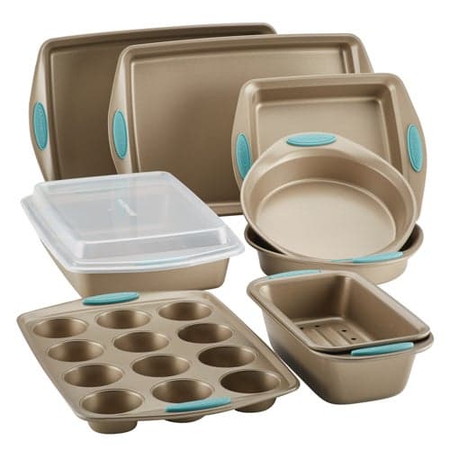 Cucina 10pc Nonstick Bakeware Set w/ Grips Agave Blue