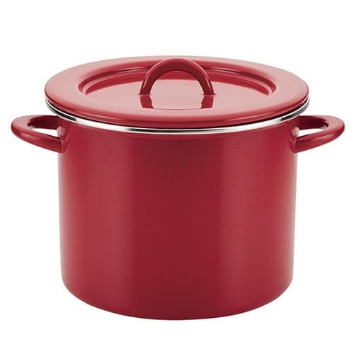 Create Delicious 12qt Enamel on Steel Stockpot w/ Lid Red