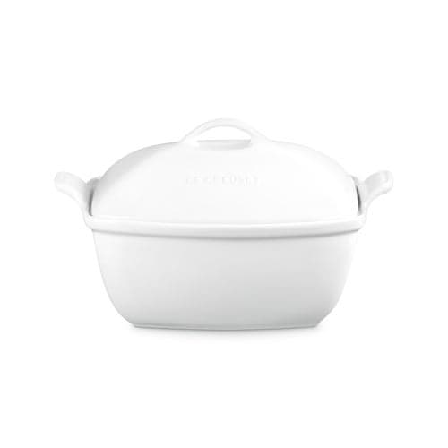 4.5qt Stoneware Deep Covered Baker White