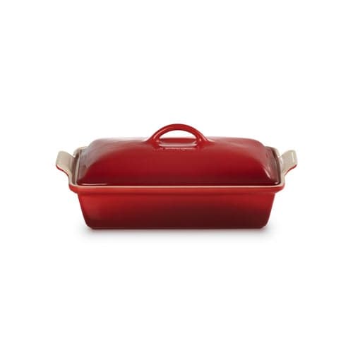 4qt Heritage Stoneware Covered Rectangular Casserole Cerise