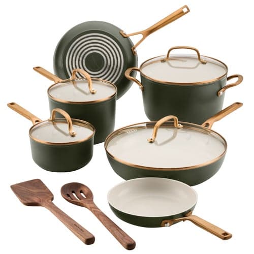 Design Series 12pc Hard-Anodized Ceramic Induction Cookware Set, Evergreen