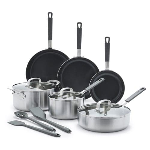 Stainless Steel PFAS-Free Nonstick 12pc Cookware Set