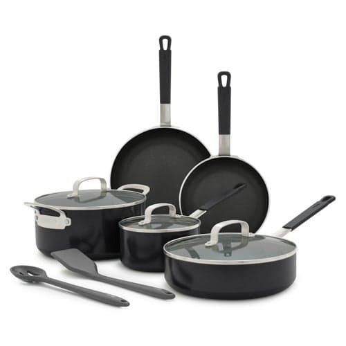 Bobby Flay Professional Ceramic Nonstick Aluminum 10pc Cookware Set Black