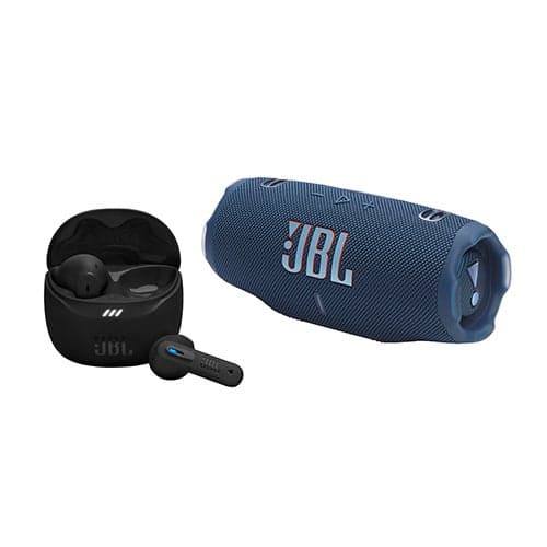 Charge 6 Portable Waterproof Speaker Blue w/ Tune Flex 2 NC Earbuds Black