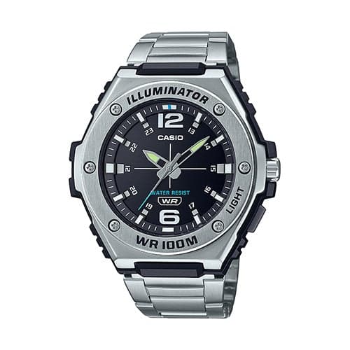 Mens Dress Heavy-Duty Stainless Steel Analog Watch Black Dial