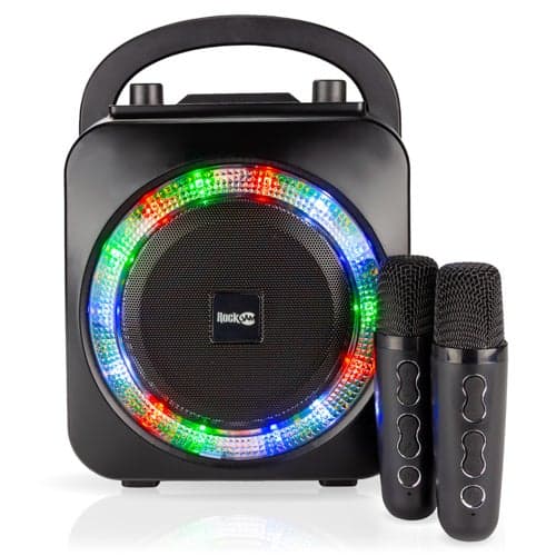 Mini Karaoke Bluetooth Speaker w/ Dual Wireless Microphones Black