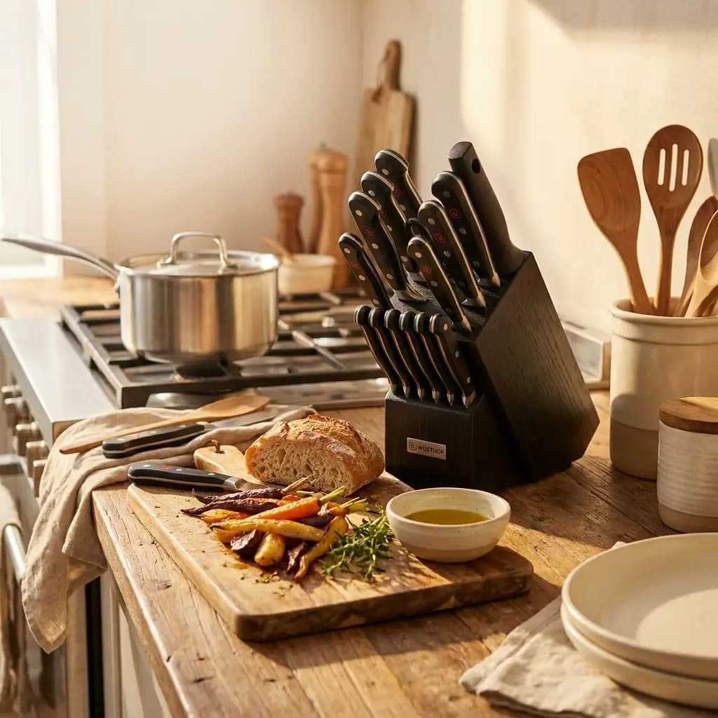 Classic 10pc Knife Block Set Black Ash Wood