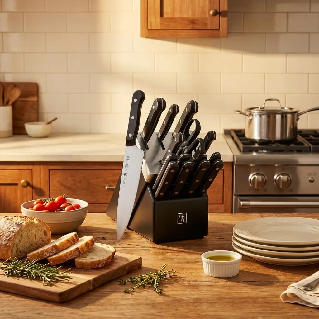 Solution 16pc Self-Sharpening Knife Block Set Black