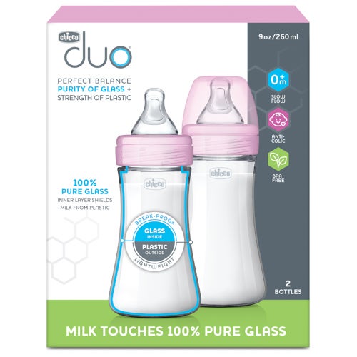Duo 9oz Hybrid Baby Bottle - 2-Pack, Pink