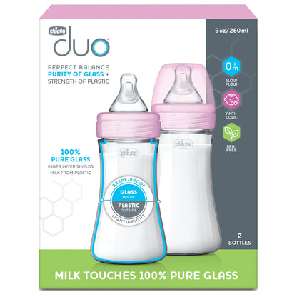 Duo 9oz Hybrid Baby Bottle - 2-Pack, Pink