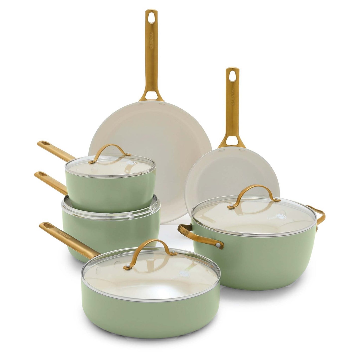 RESERVE CERAMIC NONSTICK 10PC COOKWARE SET SAGE