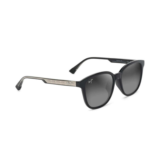 KU'IKAHI ASIAN FIT POLARIZED SUNGLASSES, SHINY BLACK FRAME, NEUTRAL GRAY LENS