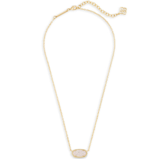 KENDRA SCOTT ELISA PENDANT NECKLACE IN IRIDESCENT DRUSY