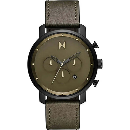 MENS CHRONO LEATHER STRAP WATCH