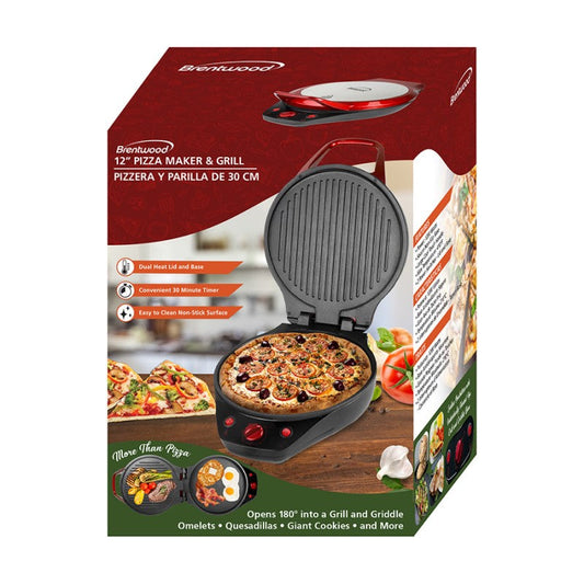 12 INCH NON-STICK PIZZA MAKER AND GRILL WITH TIMER