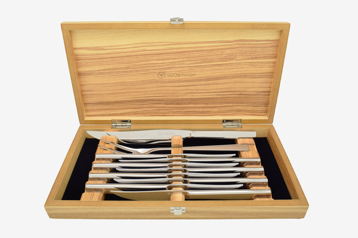 10pc Mignon Steak Knife Set in Olivewood Presentation Box