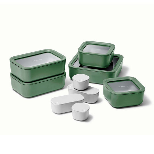 14PC GLASS FOOD STORAGE SET SAGE