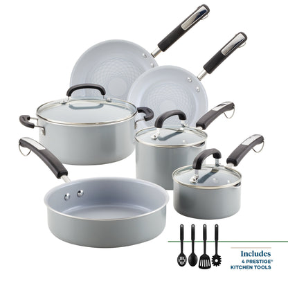 13pc Eco Advantage Healthy Ceramic Nonstick Cookware Set Gray