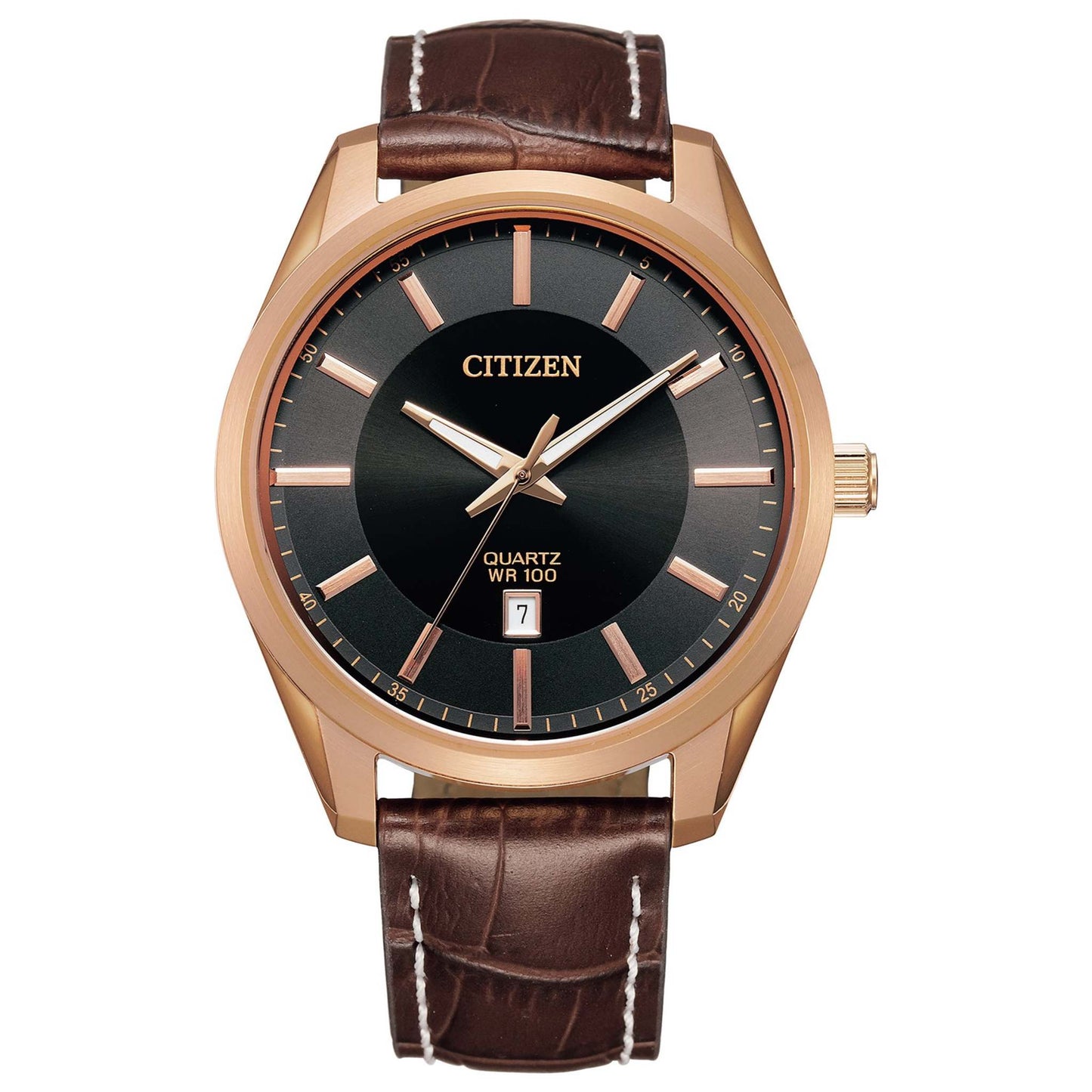 MENS QUARTZ LEATHER STRAP WATCH