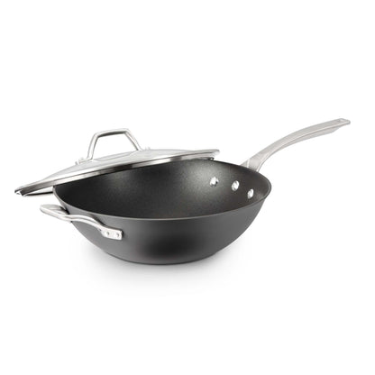 SIGNATURE NONSTICK 12" FLAT BOTTOM WOK W/ COVER