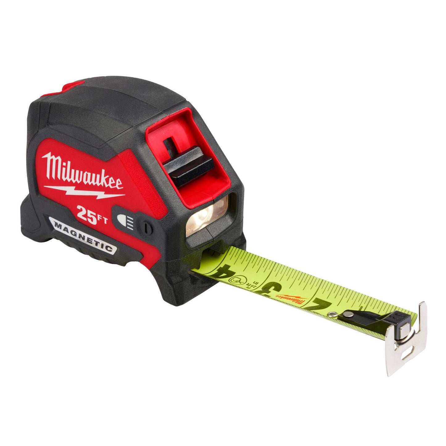 25 FT COMPACT WIDE BLADE MAGNETIC TAPE MEASURE W/ RECHARGEABLE 100L LIGHT
