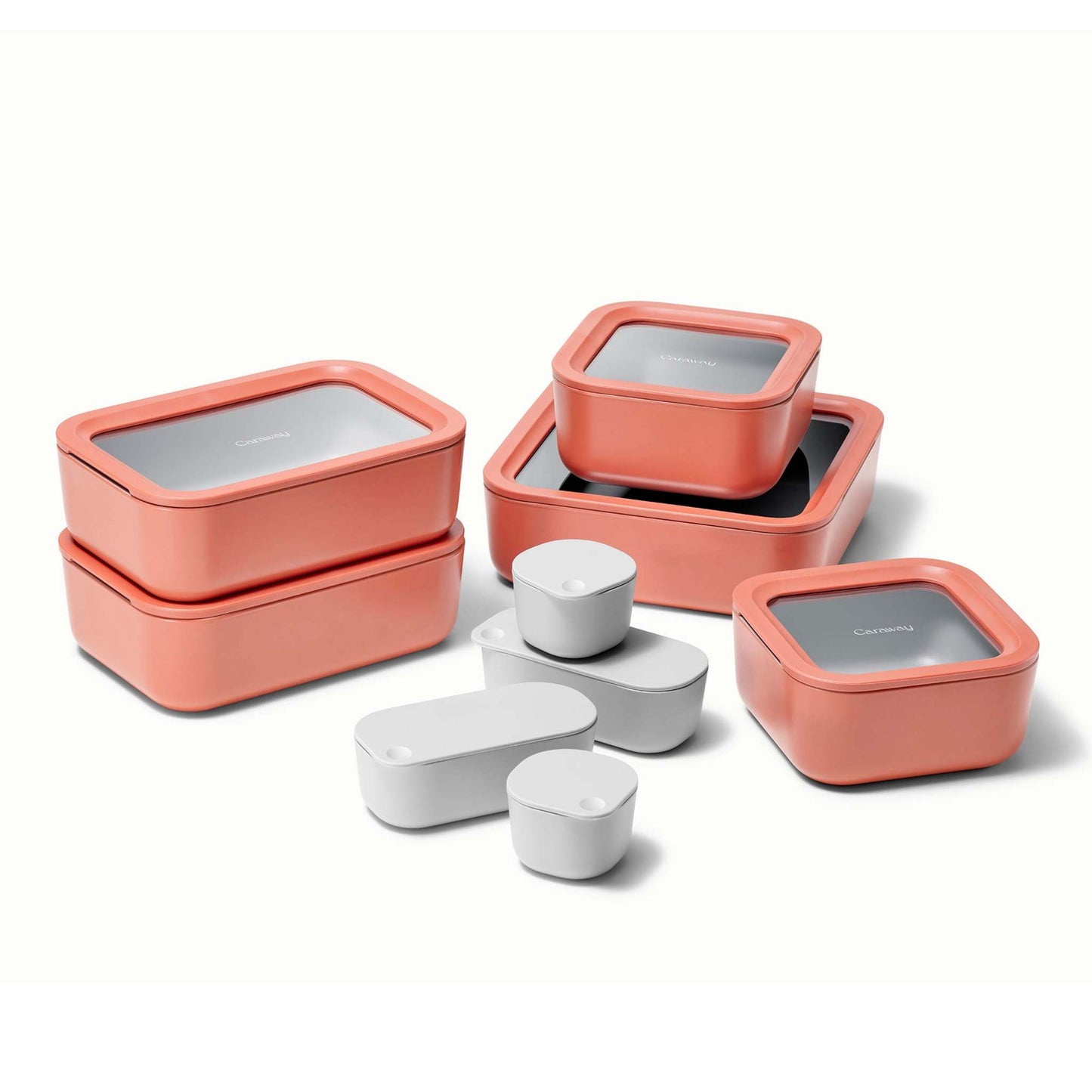 14PC GLASS FOOD STORAGE SET PERRACOTTA
